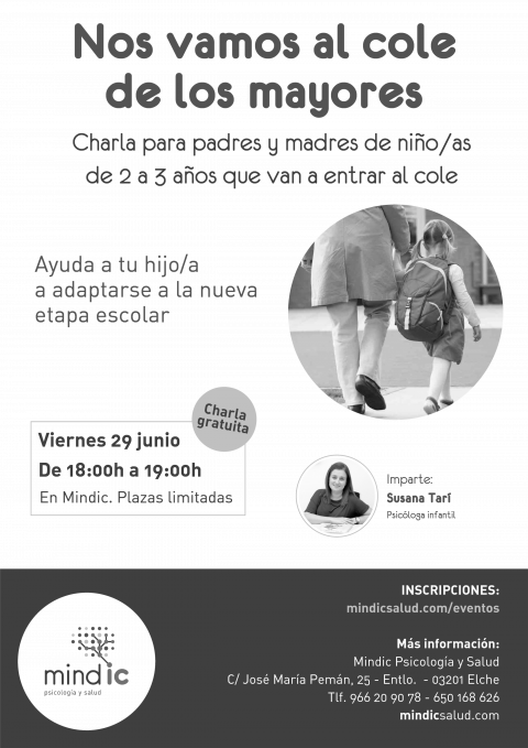 Cartel de la charla nos vamos al cole de los mayores